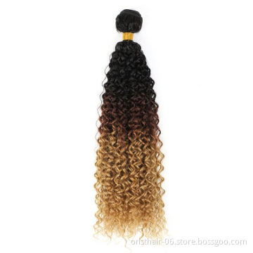MYZYR Ombre Kinky Curly Hair Bundles Synthetic Hair Weaves 14"-26'' Bundles With Closure Hair Extensions